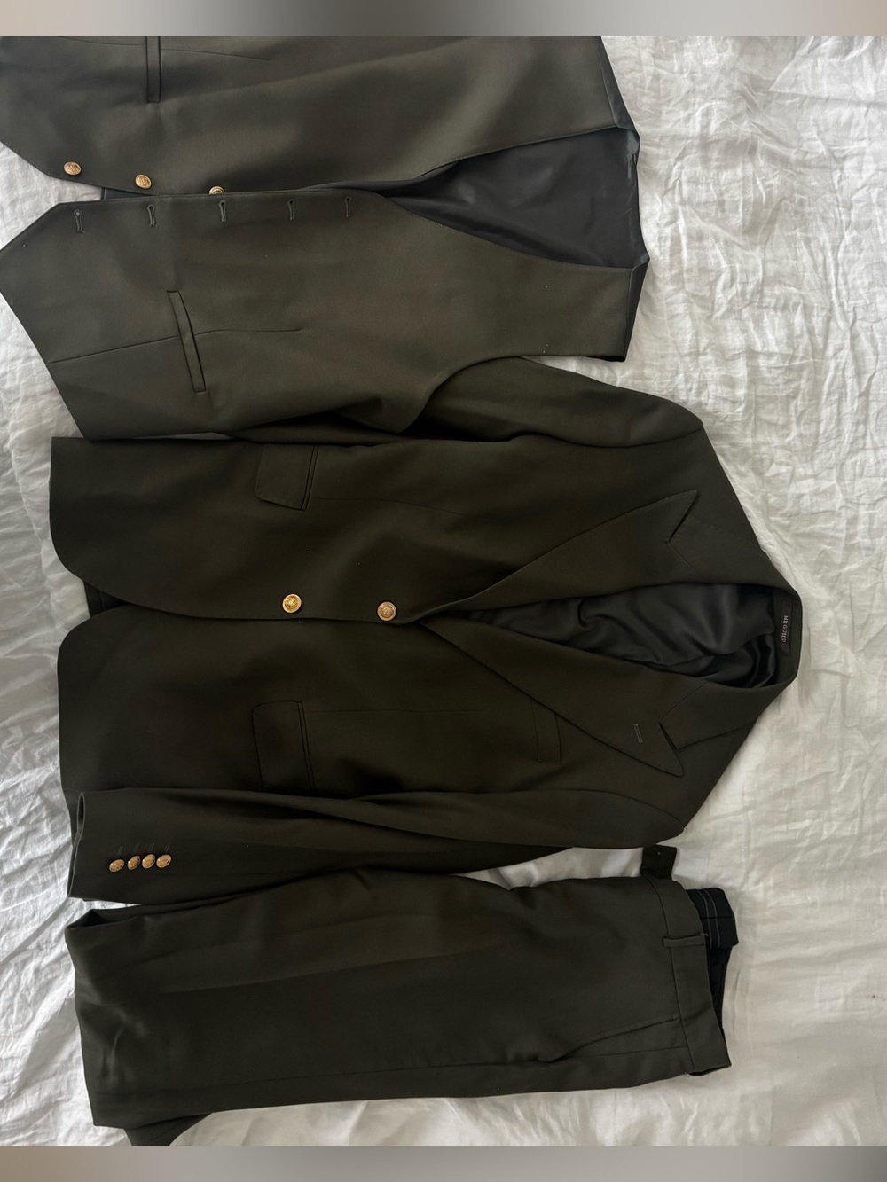 Title: Mr Guild London Olive Green 3-Piece Wool Suit Made in Italy EUR 54